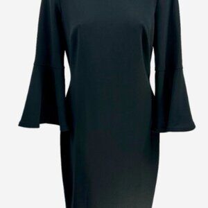 Calvin Klein Dress Size 2 Black Sheath Long Sleeves